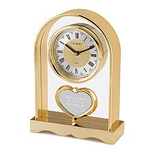 Personalized Gold Arch and Heart Mantel Clock - 42604