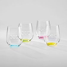 Engraved Riedel O' Happy Wedding Wine Glass Set - 42612