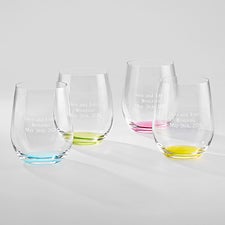 Engraved Riedel O' Happy Wedding Wine Glass Set - 42612