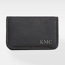  Personalized Black Leather Business Card Case for Professionals - 42630