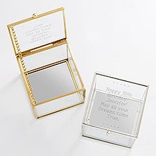 Engraved Birthday Message Glass Jewelry Box - 42634