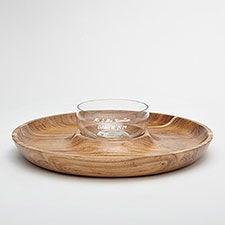 Engraved Wedding Chip and Dip Acacia Wood Serving Dish - 42643