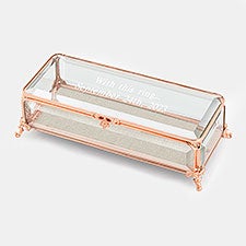 Engraved Romantic Rose Gold and Glass Jewelry Box - 42685