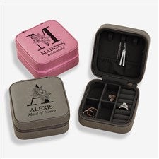 Floral Bridesmaid Personalized Leatherette Jewelry Case  - 42718