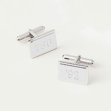 Engraved Birthday Sterling Silver Rectangular Cufflinks  - 42794