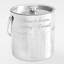 Engraved Engagement Message Hammered Metal Ice Bucket - 42804