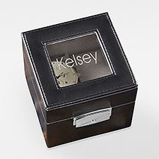 Engraved Leather 2 Slot Watch Box For Her - 42822