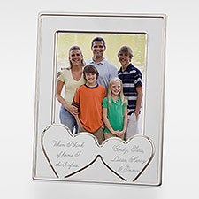 Engraved Message Double Hearts Silver Picture Frame For Her - 42891