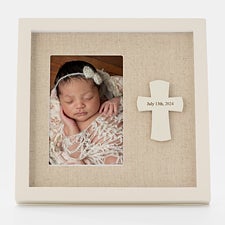 Engraved New Baby Cross Picture Frame  - 42911
