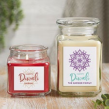 Diwali Personalized Glass Candles - 43169