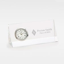 Engraved Graduation Crystal Desk Clock Name Plate - 43195