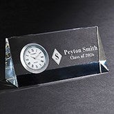 Engraved Graduation Crystal Desk Clock Name Plate - 43195