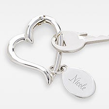 Engraved Open Heart 2-Sided Keyring For Her - 43244