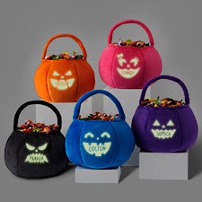 Jack-o-Lantern Personalized Halloween Pumpkin Treat Bags - Glow-In-The-Dark - 43326