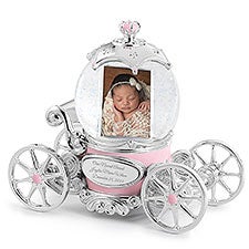 Engraved Princess Carriage Snow Globe for New Baby - 43420