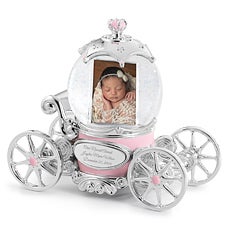 Engraved Princess Carriage Snow Globe for New Baby - 43420