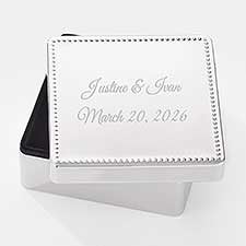Engraved Wedding Beaded Square Keepsake Box  - 43446