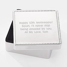Engraved Anniversary Beaded Square Keepsake Box - 43447