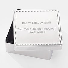 Engraved Birthday Beaded Square Keepsake Box  - 43448