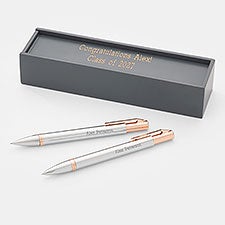 Engraved Graduation Silver/Rose Gold Pen and Pencil Set      - 43474