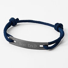 Engraved for Dad- Navy and Stainless ID Cord Bracelet  - 43495