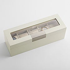 Engraved Collector's White Wooden Watch Box   - 43504