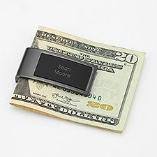 Engraved Romantic Gunmetal and Black Money Clip  - 43528