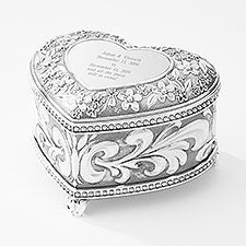 Engraved Anniversary Floral Heart Music Box  - 43535