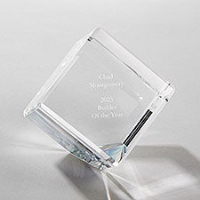 Engraved Recognition Crystal Cube Paperweight - 43574
