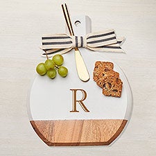 Personalized Initial White Acacia Serving Board - Bevel - 43595D