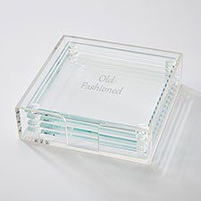 Engraved Bartender's Glass Coaster Set   - 43649