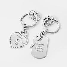 Engraved Couple's Key To My Heart Keychain Set   - 43894