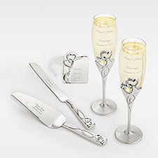 Engraved Intertwined Heart Engagement Gift Set - 44023