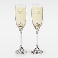 Engraved Anniversary Cathedral Flute Set - 44029
