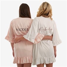 Metallic Foil Name Personalized Ruffle Satin Robe  - 44068