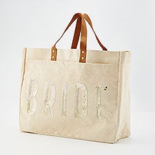 Bride Canvas & Gold Sequins Tote Bag  - 44167