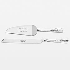 Engraved Double Rings Anniversary Cake Server Set - 44180