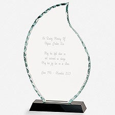 Engraved Memorial Glass Flame and Base Keepsake    - 44412