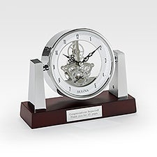 Engraved Bulova Largo Skeleton Milestone Clock    - 44572