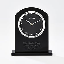 Engraved Bulova Ebony Crystal Milestone Clock   - 44576