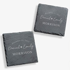 Simply Us Engraved Wedding Slate Coaster Set - 44686