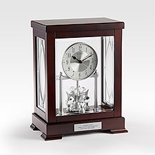 Engraved Bulova Empire Crystal Pendulum Clock   - 44729