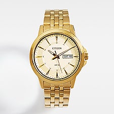 Citizen Engraved Milestone Quartz Watch - Gold & Steel - 44995