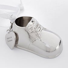 Engraved Silver Baby Bootie Metal Ornament  - 45403