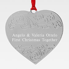 Engraved Silver Scroll Heart Metal Ornament - 45406