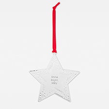 Engraved Silver Star Metal Ornament  - 45409
