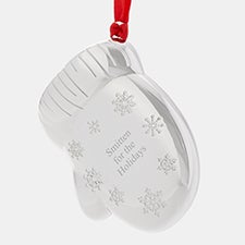 Engraved Silver Mitten 3D Ornament   - 45411
