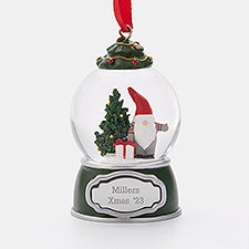 Engraved Gnome with Gifts Snow Globe Ornament   - 45415