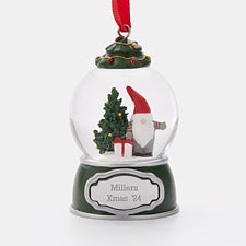 Engraved Gnome with Gifts Snow Globe Ornament   - 45415