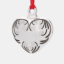 Engraved Silver Puffed Heart Ornament  - 45445